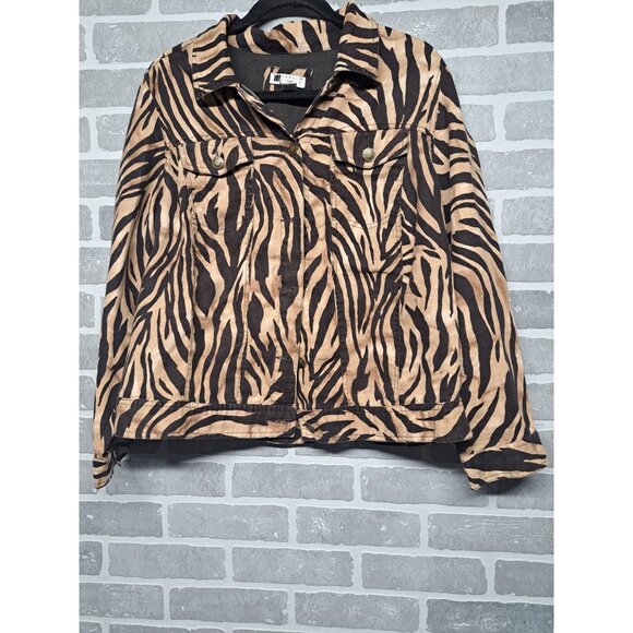 Carole Little‎  Vintage Y2K Women's Zebra Print Linen Button Jacket 1X - Picture 5 of 9